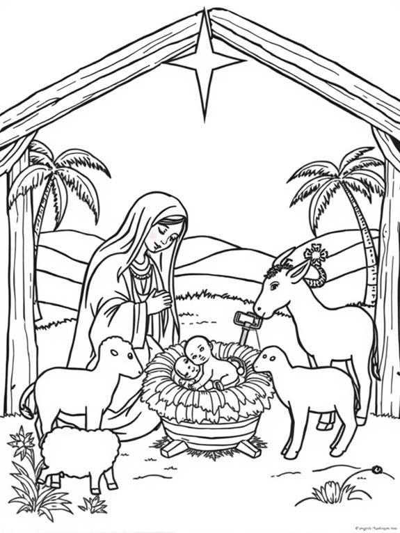 artistic vintage nativity coloring