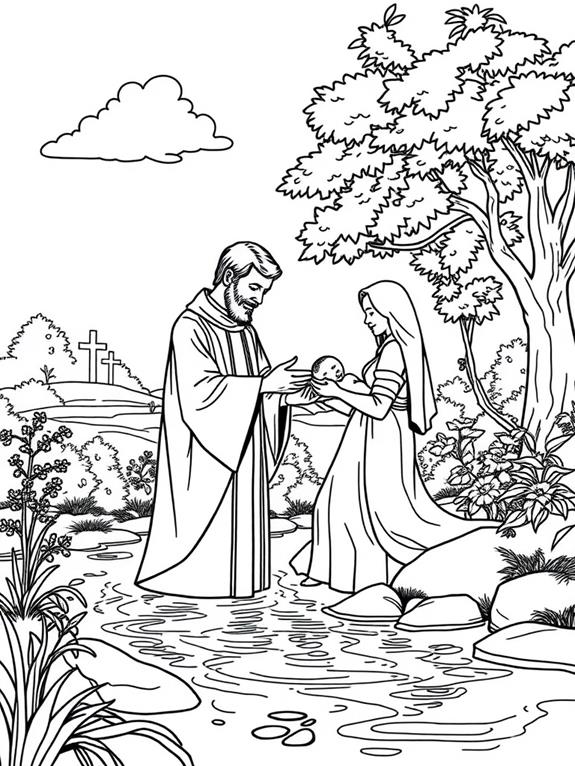 baptism scene coloring page