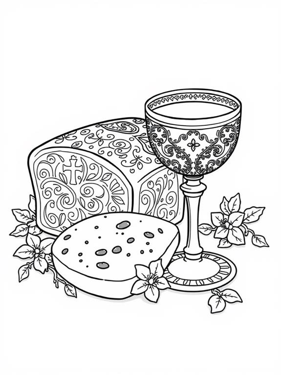 bread and wine coloring page