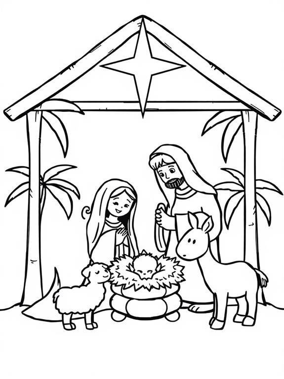 coloring page cartoon nativity
