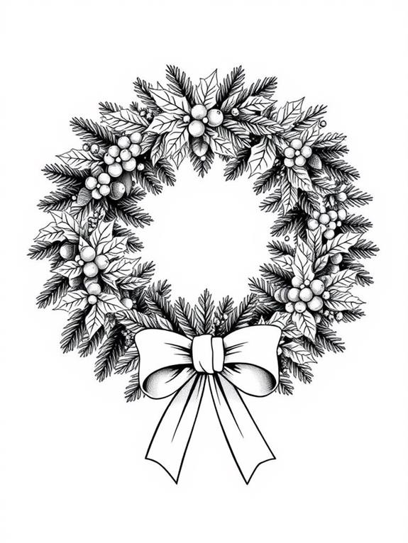 coloring page christmas wreath
