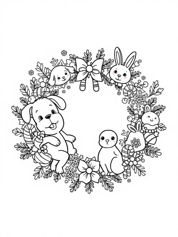 cute animal christmas wreath