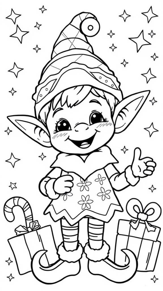 cute elf coloring activity