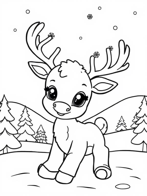 cute reindeer coloring activity