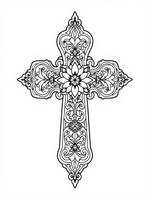 decorative cross coloring page