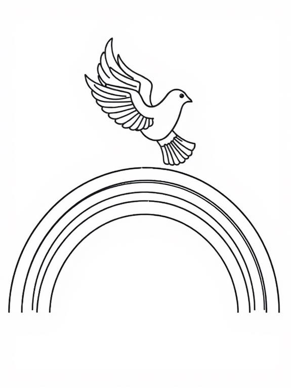 dove and rainbow coloring page