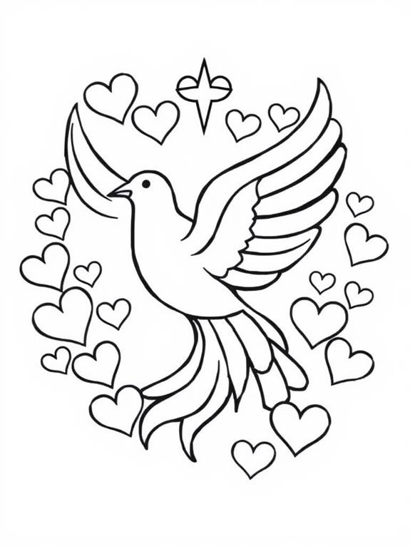 dove hearts coloring page