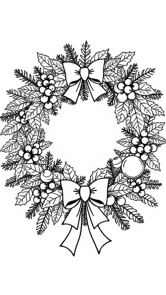 festive wreath coloring activity