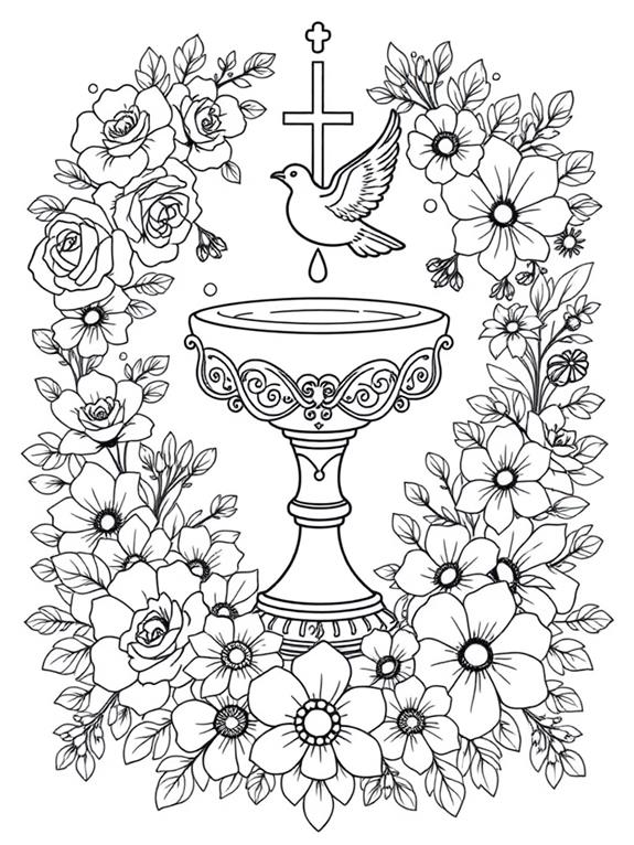 floral baptism symbols art