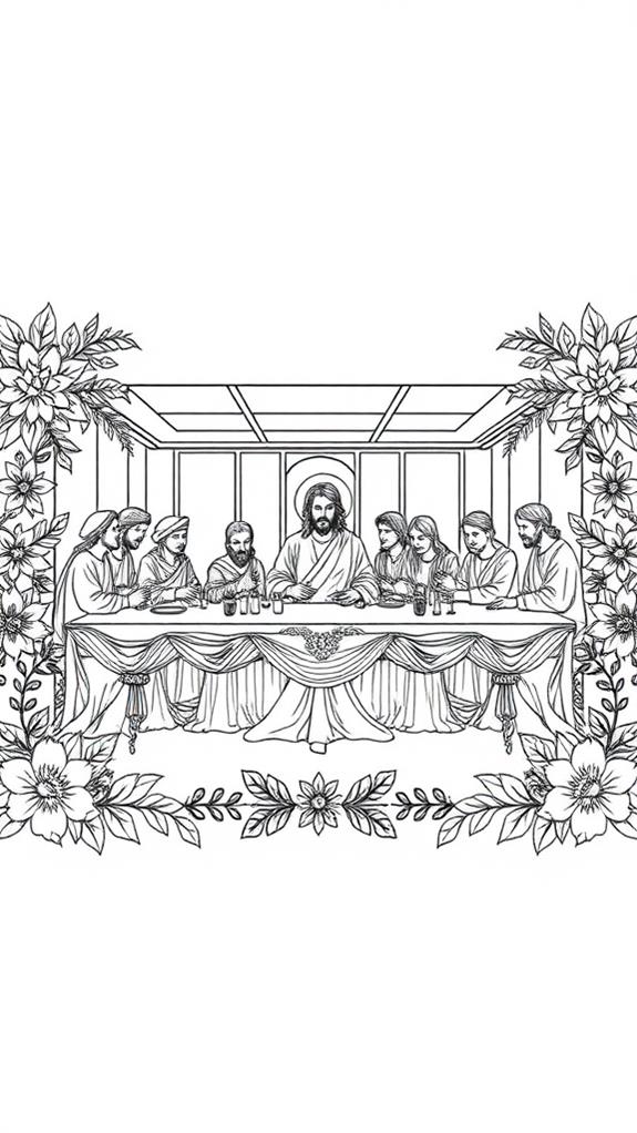 floral last supper coloring
