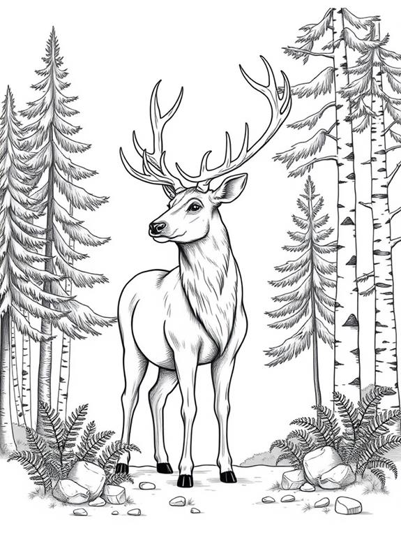 forest coloring page reindeer