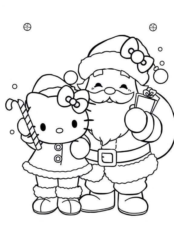 hello kitty santa coloring page