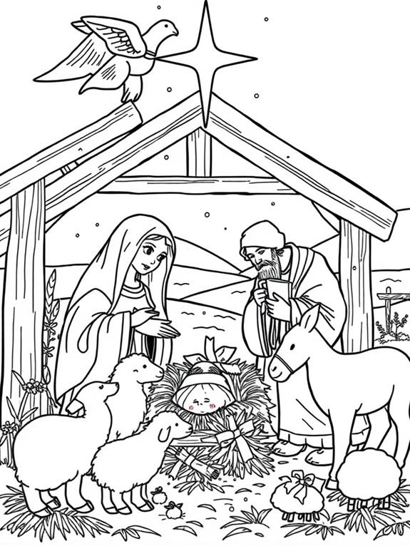 intricate nativity coloring page