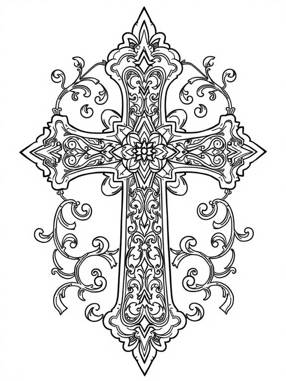 intricate patterned cross coloring