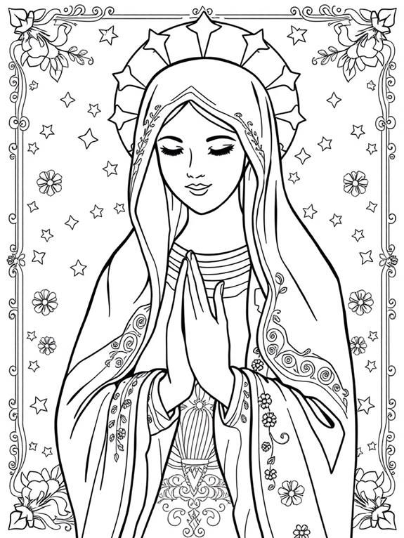 intricate virgin mary coloring page