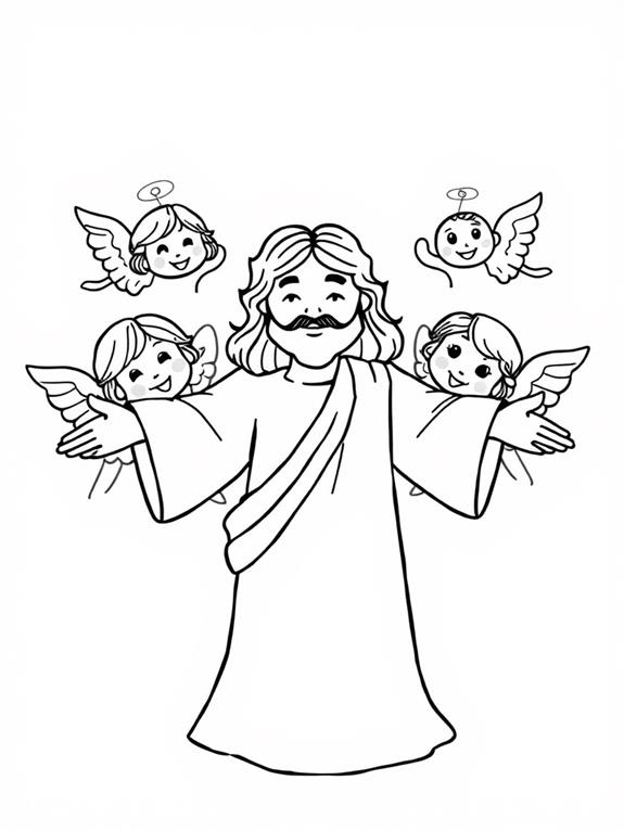 jesus and angels coloring page