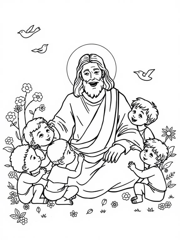 jesus and children coloring page