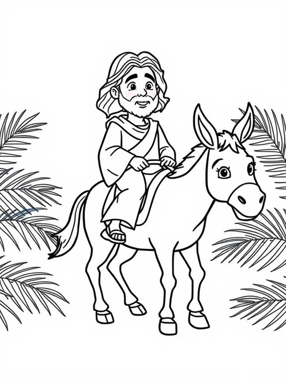 jesus donkey cartoon coloring page