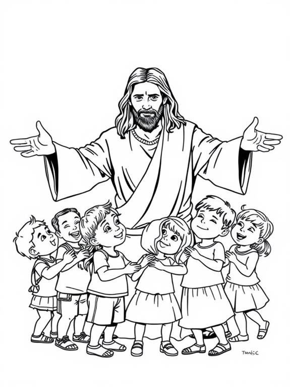 jesus embracing children coloring