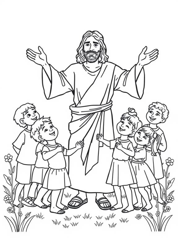 jesus with children coloring