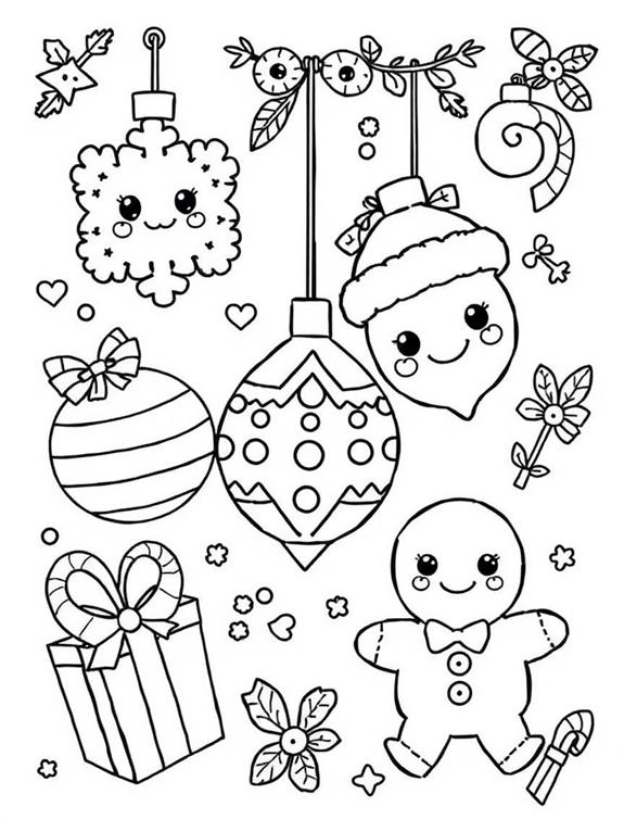 12 Kawaii Cute Christmas Coloring - Kawaii Christmas Coloring Page