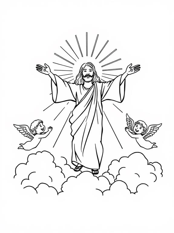 kids jesus ascension coloring page
