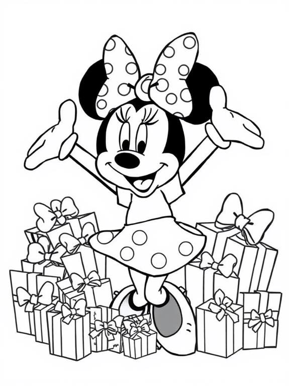 minnie mouse christmas coloring page