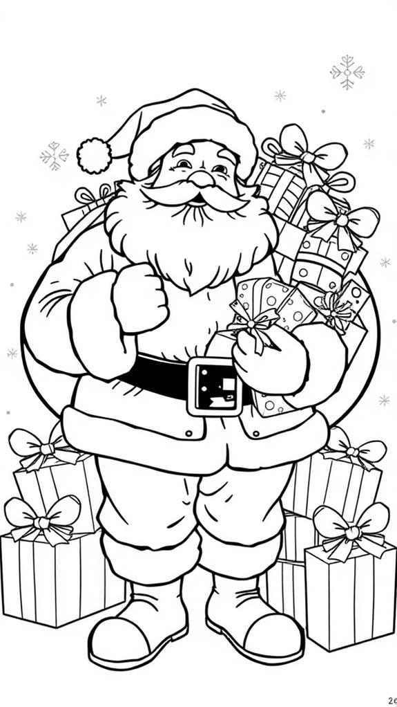 santa claus gift coloring page