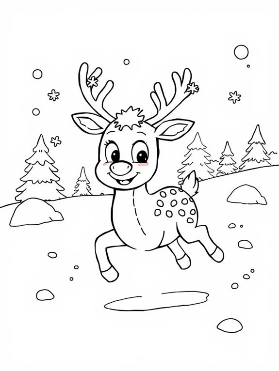 snowy reindeer coloring fun
