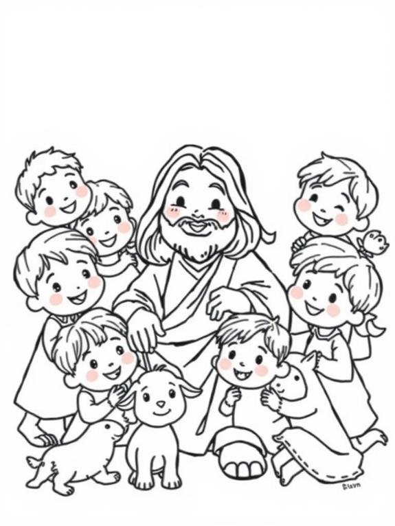 toddler jesus friends coloring