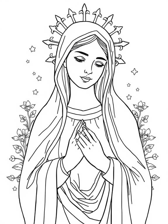 virgin mary line art