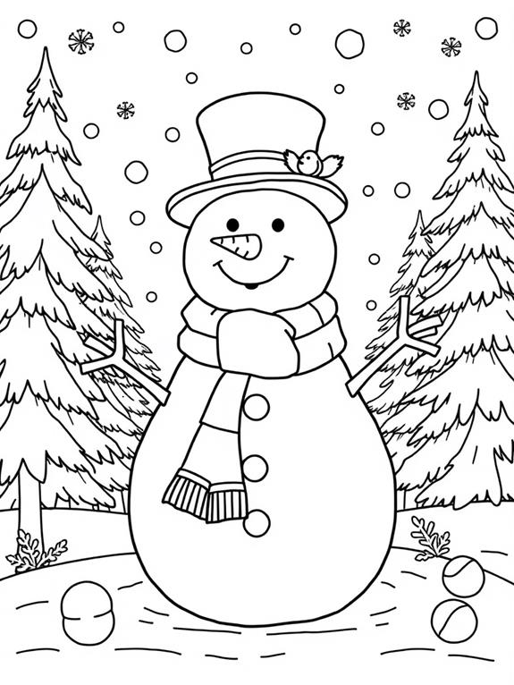 winter wonderland snowman coloring