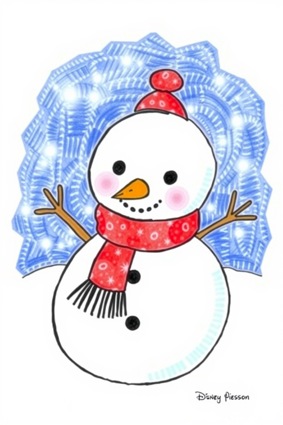 Adorable Snowman Drawing