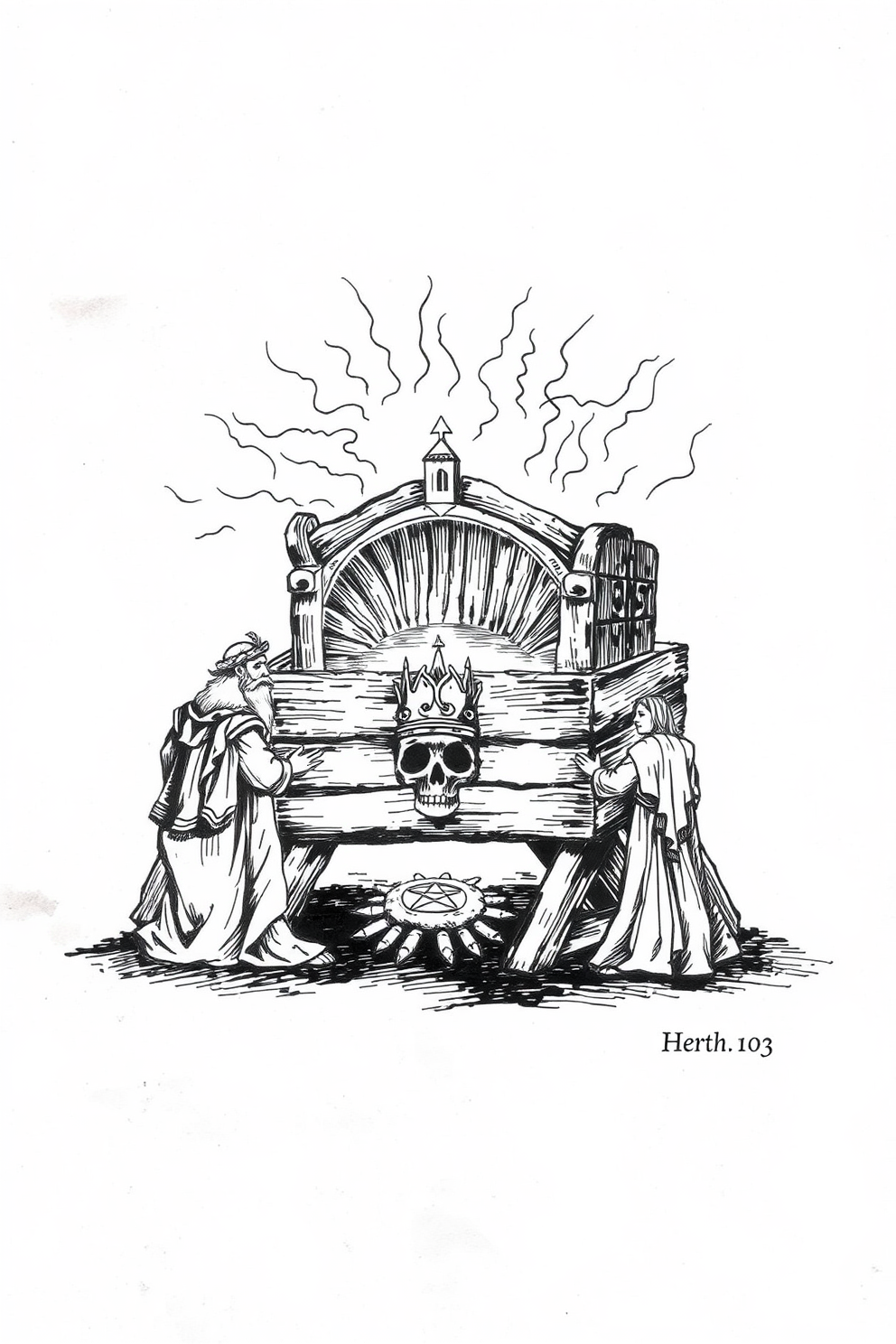 Black and White Ark of the Covenant Drawing
