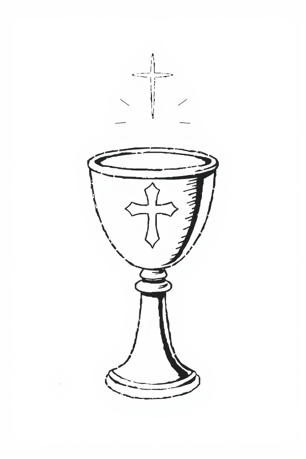 Black and White Communion Cup Drawing