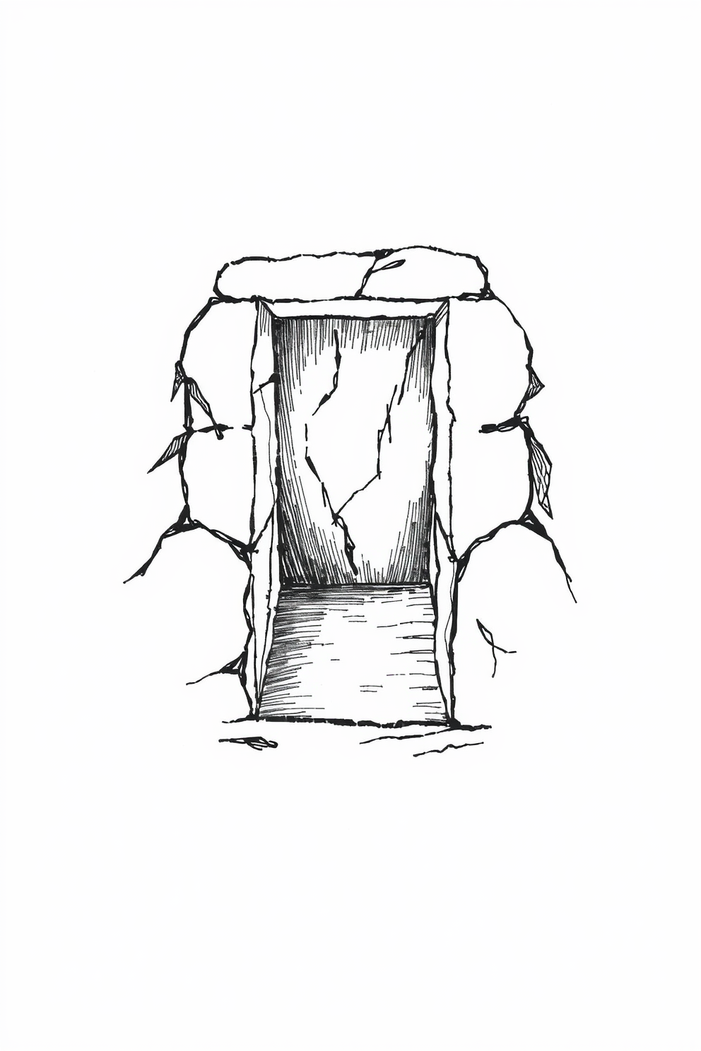 Black and White Empty Tomb Monoline Drawing