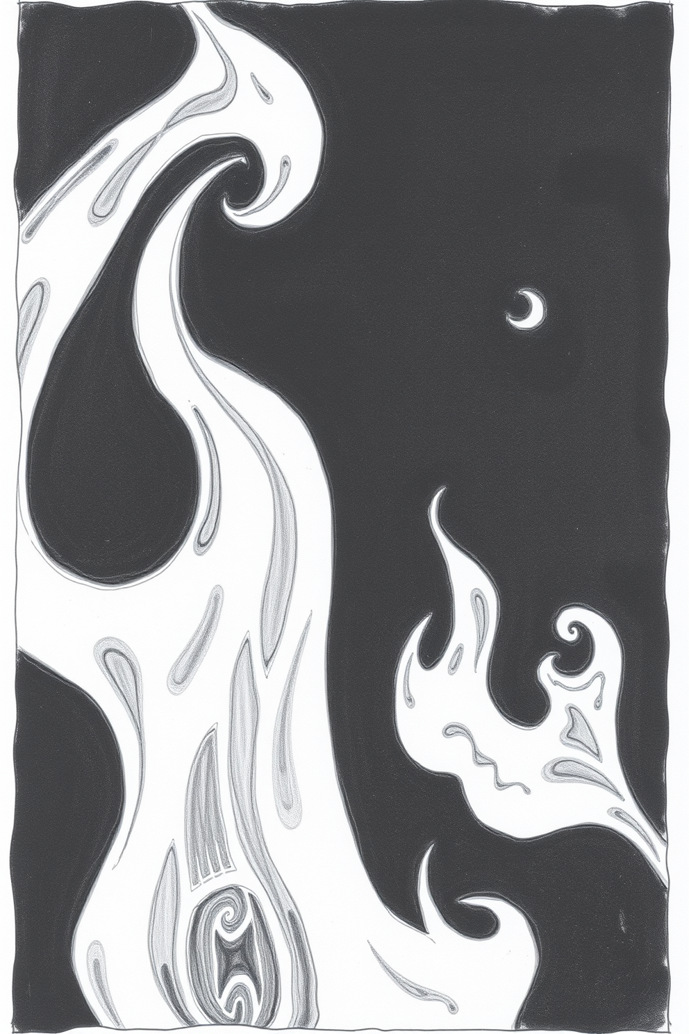 Black and White Flame Drawing