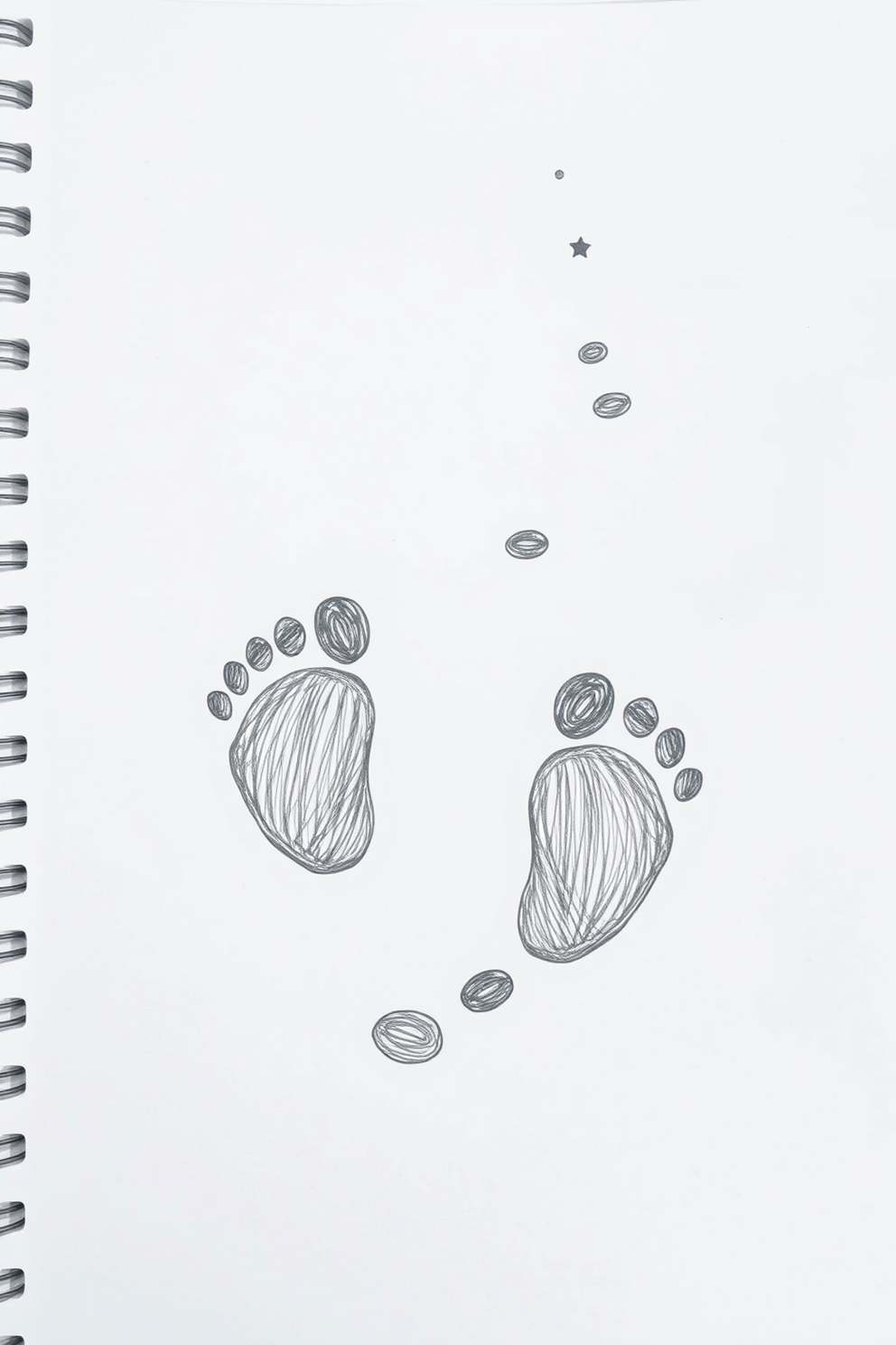 Black and White Footsteps Drawing