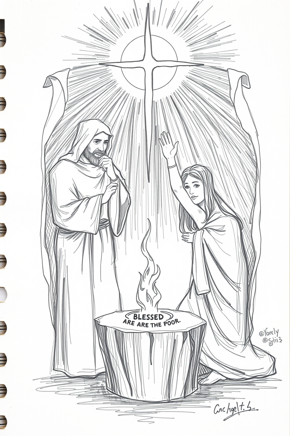 Blessed Are the Poor sketch drawing
