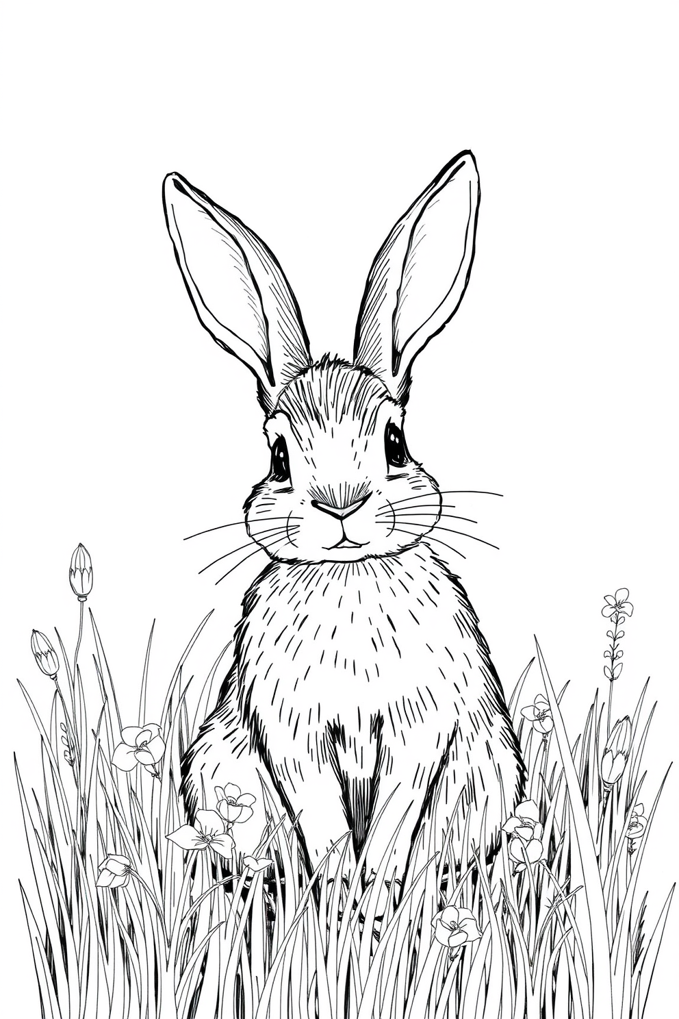 Bunny in a field drawing