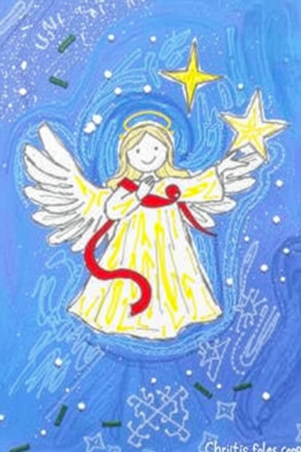 Christmas Angel with Star Drawing