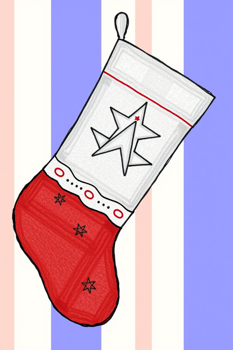Christmas Stocking with a Star drawing