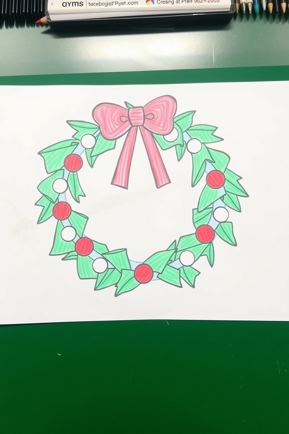 Christmas Wreath Simple Drawing