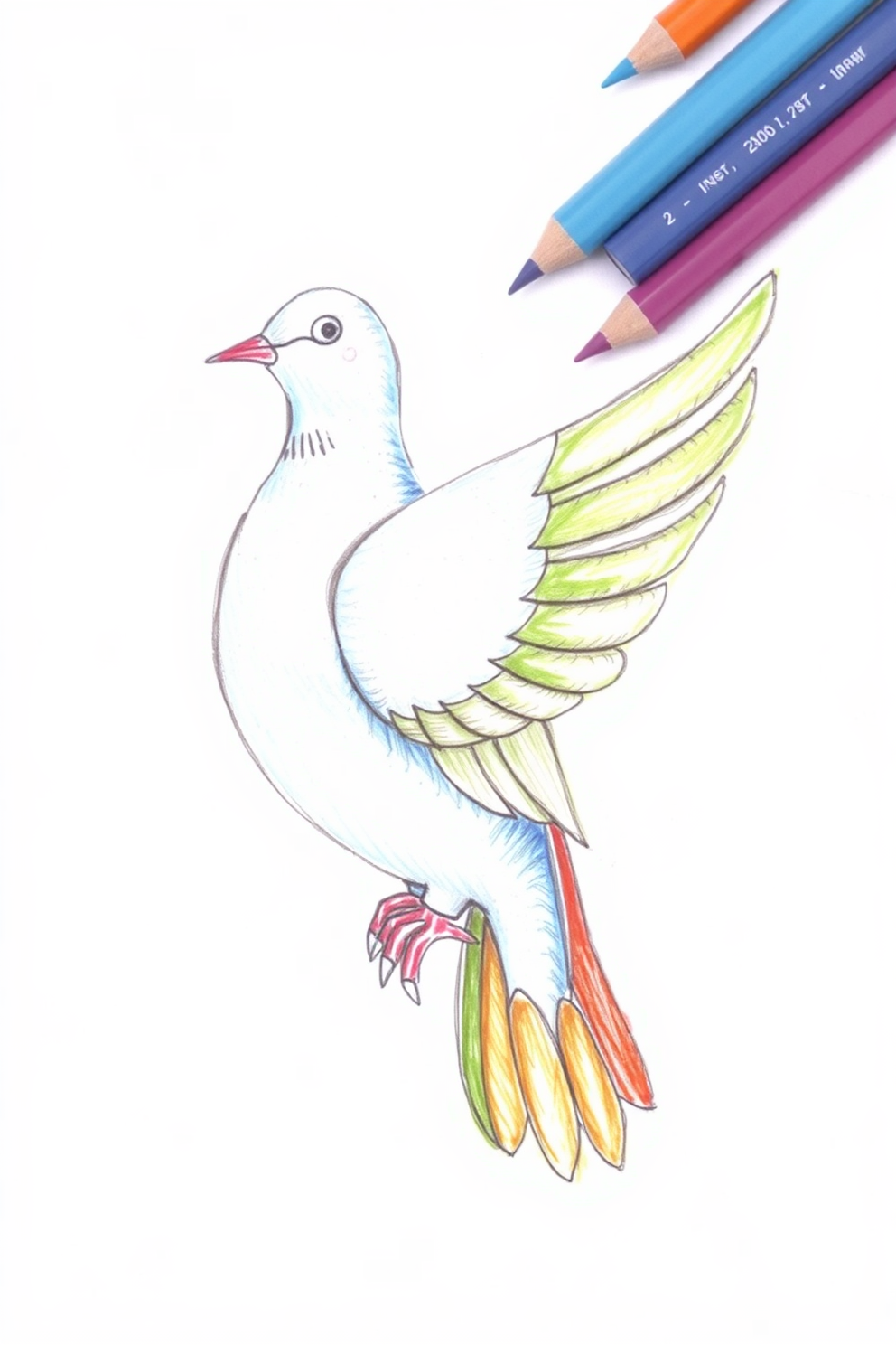 Color Pencil Dove of Peace Drawing