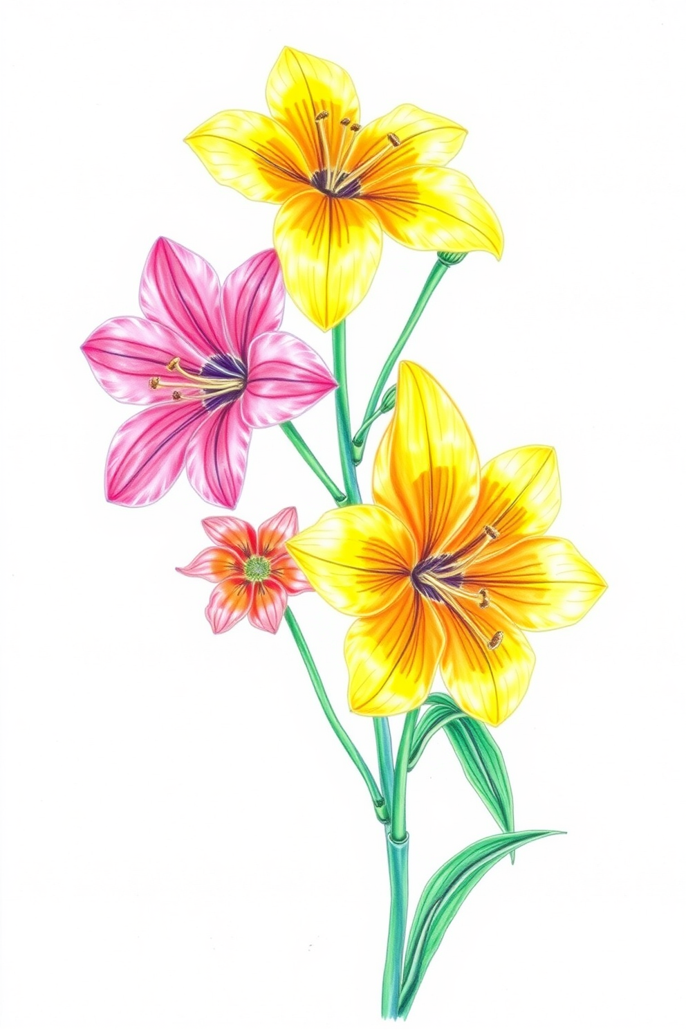 Color Pencil Flowers from Solomon's Garden Drawing