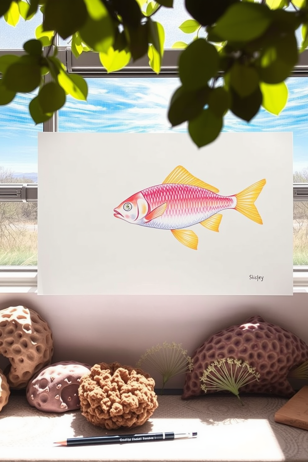 Color Pencil Ichthys Drawing with Sunlight