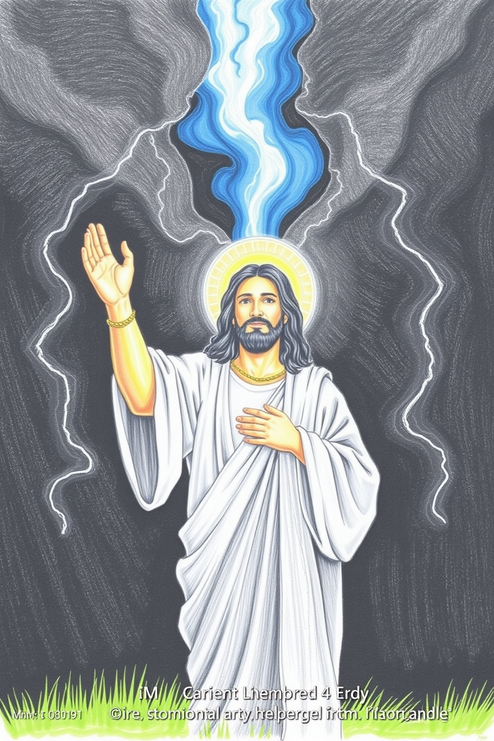Color Pencil Jesus Calms the Storm Drawing