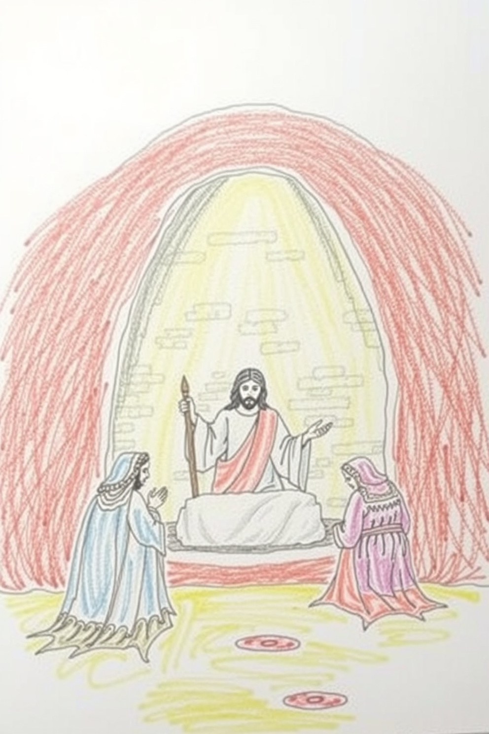 Color Pencil Jesus Tomb Drawing
