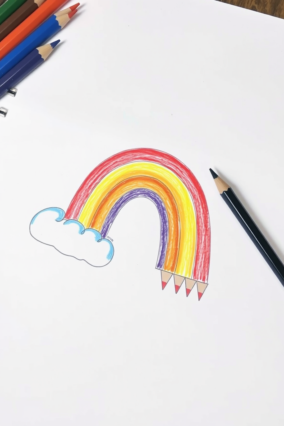 Color Pencil Rainbow with a Promise Drawing