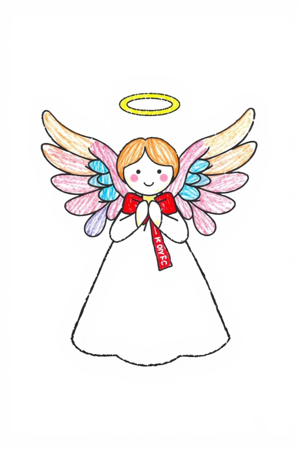 Colorful Christmas Angel Drawing